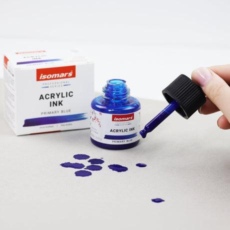 Isomars Acrylic Ink Black & Blue Combo, 35ml Each with Dropper - Isomars