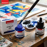 Isomars Acrylic Ink Black & Blue Combo, 35ml Each with Dropper - Isomars