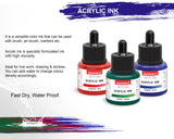 Isomars Acrylic Ink Set of 3: Crimson Red, Forest Green, Primary Blue - Isomars