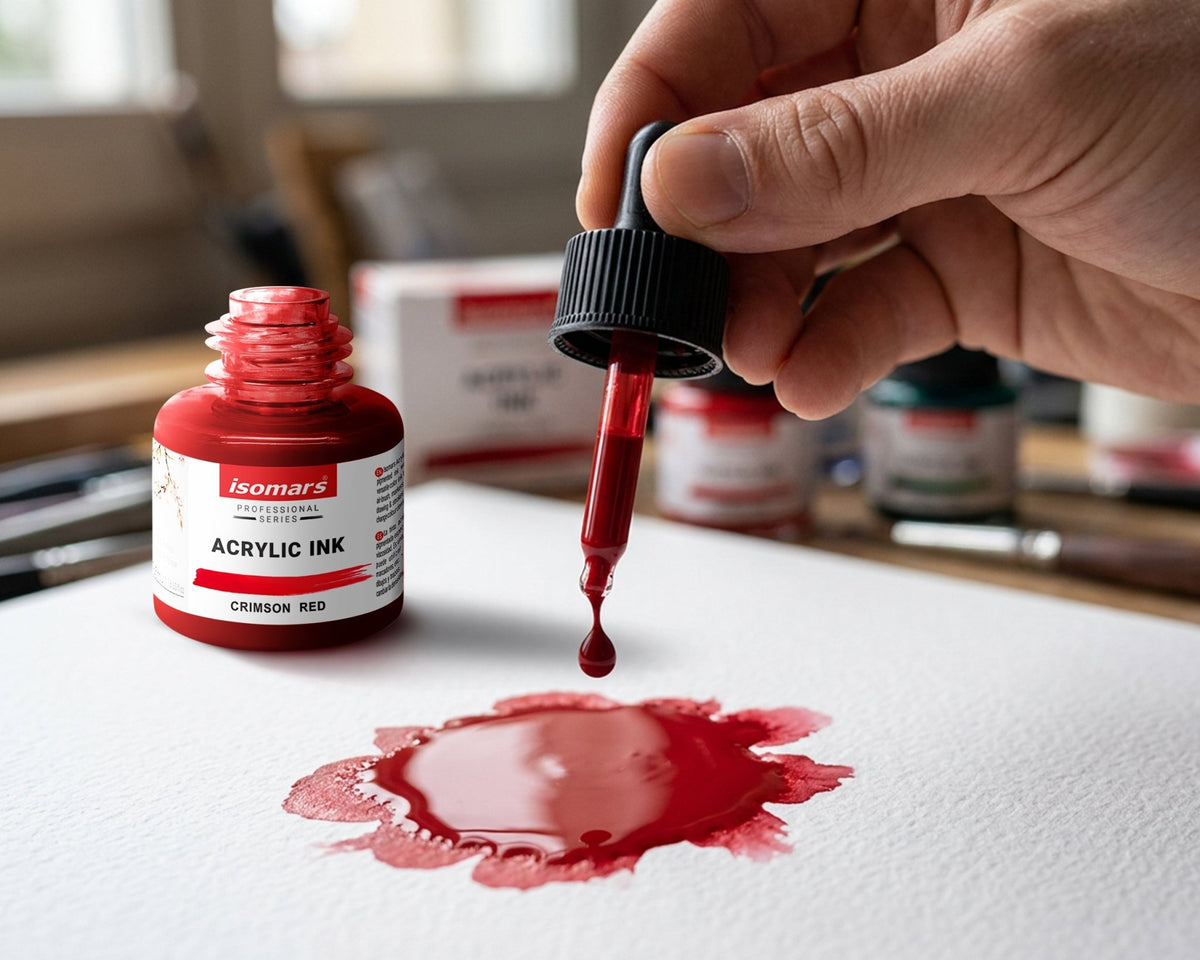 Isomars Acrylic Ink Set of 3: Crimson Red, Forest Green, Primary Blue - Isomars
