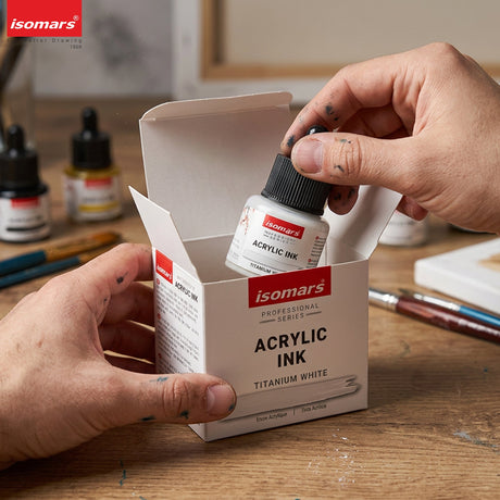 Isomars Acrylic Ink White 35ml with Dropper for Art & Drawing - Isomars