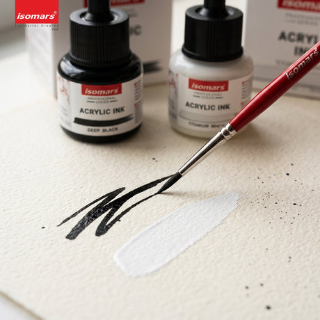Isomars Acrylic Ink White & Black Combo 35ml Each with Dropper - Isomars