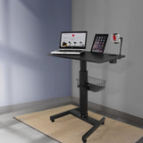 Isomars Airlift Made in India Multipurpose Height Adjustable 'SIT & Stand Laptop Table' with Foot Lever for Breakfast, Online Classes, Other Activities with Large Table Top (Black) - Isomars