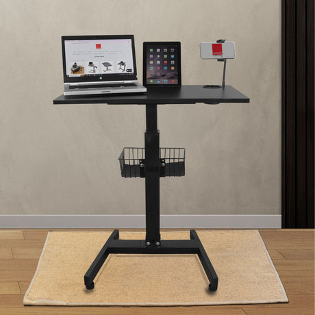 Isomars Airlift Made in India Multipurpose Height Adjustable 'SIT & Stand Laptop Table' with Foot Lever for Breakfast, Online Classes, Other Activities with Large Table Top (Black) - Isomars