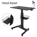 Isomars Airlift Made in India Multipurpose Height Adjustable 'SIT & Stand Laptop Table' with Foot Lever for Breakfast, Online Classes, Other Activities with Large Table Top (Black) - Isomars