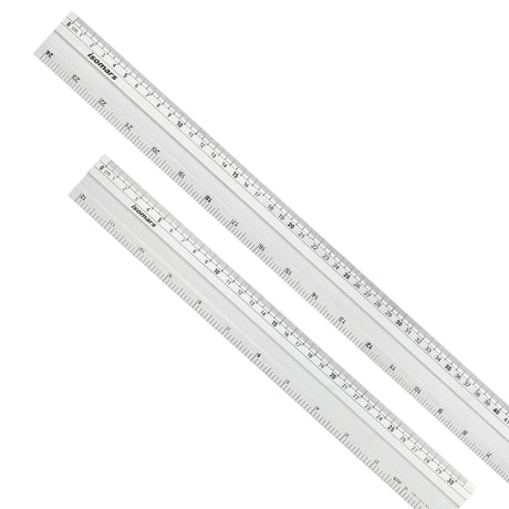 Isomars Aluminium Cutting Rulers Combo Set of 2 (12 Inch & 24 Inch) | Metal Cutting Scale with Inch & CM Markings | Non-Slip Edge for Precision Cutting, Drafting, Measuring & Craft Work - Isomars