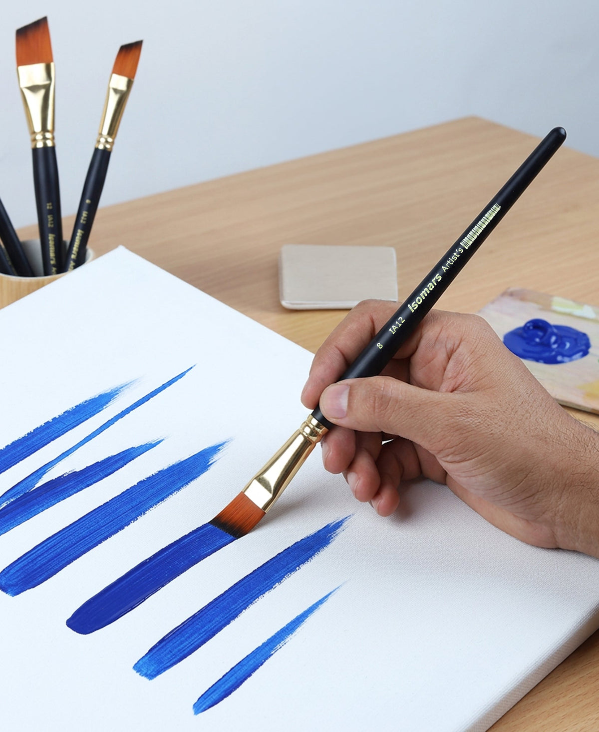 Isomars Angular Paint Brush Set Artist Brushes for Acrylic & Watercolor - Isomars