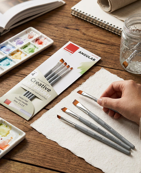 Isomars Angular Paint Brush Set of 4, Sizes 2, 4, 6, 8 - Isomars