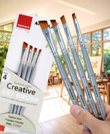 Isomars Angular Paint Brush Set of 4, Sizes 2, 4, 6, 8 - Isomars