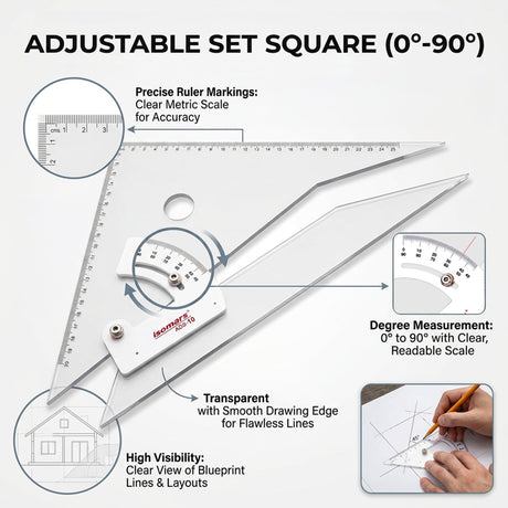 Isomars Architect Kit with Carry Bag | A2 Technical Drawing & Drafting Board (18.5" x 25.5") with Parallel Motion Ruler & Carry Handle | Ideal for Architects, Engineers, Designers, Students & Professionals - Isomars