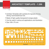 Isomars Architect Template Set of 3 | Scale 1:50, 1:100 & 1:200 Drawing Drafting Stencils for Furniture Layout, House Planning, Interior Design, Architecture, Blueprint & Floor Plan Drawing - Isomars