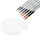 Isomars Artist Paint Brush Set of 7 with Color Palette | Portable White Paint Mixing Palette with Ergonomic Grip & Round Synthetic Brushes for Acrylic, Watercolor & Oil Painting - Isomars