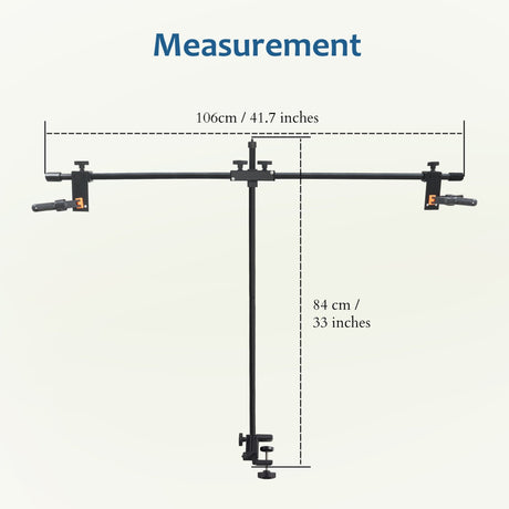 ISOMARS Backdrop Stand, Background Sheet Holder Stand, T-Shape Backdrop Stand, 33 inches Height & 41 inches Length, Table Holding C clamp, Adjustable Height and Backdrop, Phtography Stand - Isomars
