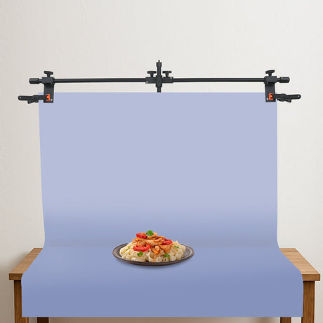 ISOMARS Backdrop Stand, Background Sheet Holder Stand, T-Shape Backdrop Stand, 33 inches Height & 41 inches Length, Table Holding C clamp, Adjustable Height and Backdrop, Phtography Stand - Isomars