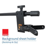 ISOMARS Backdrop Stand, Background Sheet Holder Stand, T-Shape Backdrop Stand, 33 inches Height & 41 inches Length, Table Holding C clamp, Adjustable Height and Backdrop, Phtography Stand - Isomars