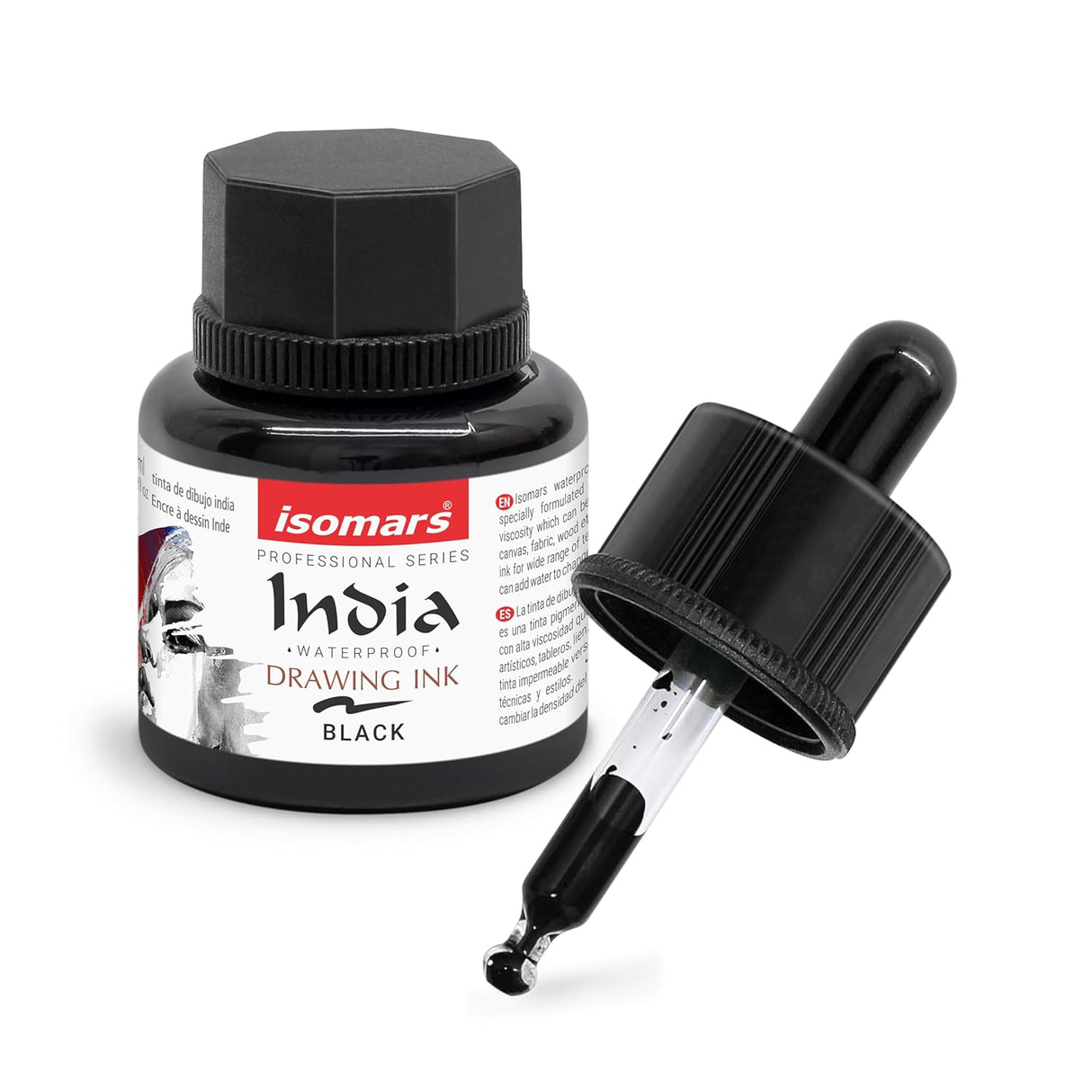 Isomars Bamboo Dip Pen with India Drawing Ink Black 35ml | Hand-Carved Calligraphy Pen Set for Lettering, Sketching & Illustration | Reusable Wooden Ink Pen for Artists & Beginners - Isomars