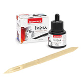 Isomars Bamboo Dip Pen with India Drawing Ink Black 35ml | Hand-Carved Calligraphy Pen Set for Lettering, Sketching & Illustration | Reusable Wooden Ink Pen for Artists & Beginners - Isomars