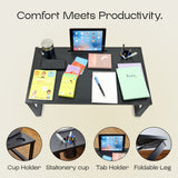 Isomars Bed Desk/Floor Desk Laptop Study Table for Work from Home, Online Classes, Card Games and Kid's Activities (Black - Extra Large) - Isomars