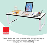 Isomars Bed Desk/Floor Desk Laptop Study Table for Work from Home, Online Classes, Card Games and Kid's Activities (White) - Isomars