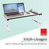 Isomars Bed Desk/Floor Desk Laptop Study Table for Work from Home, Online Classes, Card Games and Kid's Activities (White) - Isomars