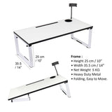 Isomars Bed Desk/Floor Desk with Mobile Holder 76cm x 35.5cm (30" x 14") Laptop Study Table for Work from Home, Online Classes, Card Games and Kid's Activities (White) - Isomars
