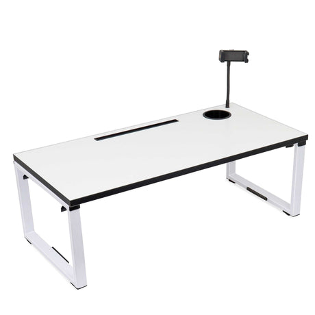 Isomars Bed Desk/Floor Desk with Mobile Holder 76cm x 35.5cm (30" x 14") Laptop Study Table for Work from Home, Online Classes, Card Games and Kid's Activities (White) - Isomars