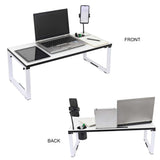 Isomars Bed Desk/Floor Desk with Mobile Holder 76cm x 35.5cm (30" x 14") Laptop Study Table for Work from Home, Online Classes, Card Games and Kid's Activities (White) - Isomars
