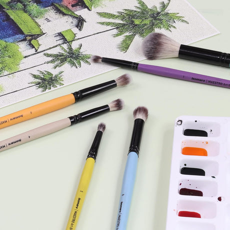 Isomars Blending Brush Set of 6 - Professional Round Artist Brushes for Soft Blending, Shading and Transitions - Ideal for Watercolor, Acrylic, Gouache, and Ink - Sizes 1, 2, 4, 6, 8, 10 - Isomars