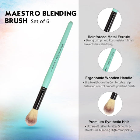 Isomars Blending Brush Set of 6 - Professional Round Artist Brushes for Soft Blending, Shading and Transitions - Ideal for Watercolor, Acrylic, Gouache, and Ink - Sizes 1, 2, 4, 6, 8, 10 - Isomars