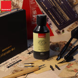 ISOMARS Calligraphy Dip Pen Ink Black, 100ml, Rich Pigmented Ink - Isomars