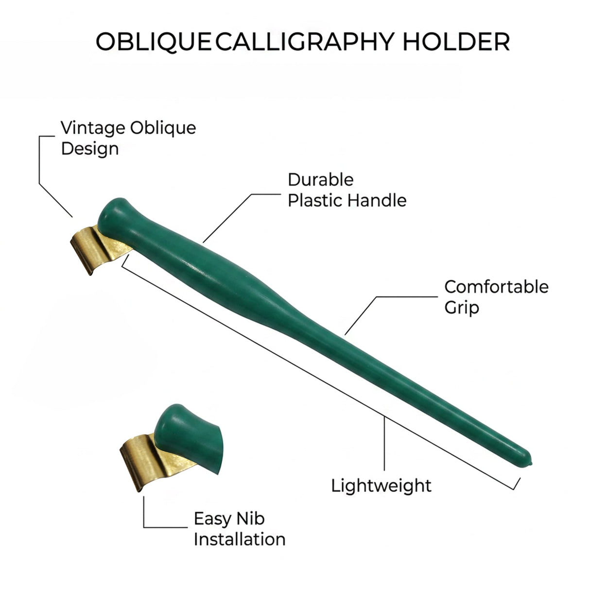 Isomars Calligraphy Dip Pen Set with 4 Nibs & Brass Flange Holder for Copperplate, Spencerian, Arabic & Gothic calligraphy - Isomars