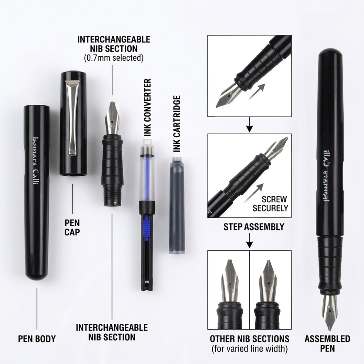 Isomars Calligraphy Pen Set For Lettering & Writing - Interchangeable Nibs - Isomars
