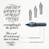 Isomars Calligraphy Pen Set with 2 Holders, 4 Nibs & Plastic Flange for Copperplate, Arabic and Gothic calligraphy - Isomars