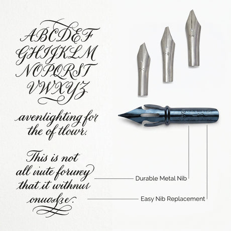 Isomars Calligraphy Pen Set with 2 Holders, 4 Nibs & Plastic Flange for Copperplate, Arabic and Gothic calligraphy - Isomars