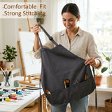 Isomars Canvas Painter's Apron with Adjustable Strap & Tool Pockets for brushes, tools, and art supplies - Isomars