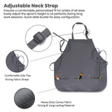 Isomars Canvas Painter's Apron with Adjustable Strap & Tool Pockets for brushes, tools, and art supplies - Isomars