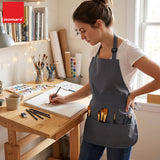 Isomars Canvas Painter's Apron with Adjustable Strap & Tool Pockets for brushes, tools, and art supplies - Isomars