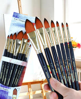 Isomars Cat's Tongue Paint Brush Set of 7 | Sizes 1, 2, 4, 6, 8, 10, 12 - Isomars