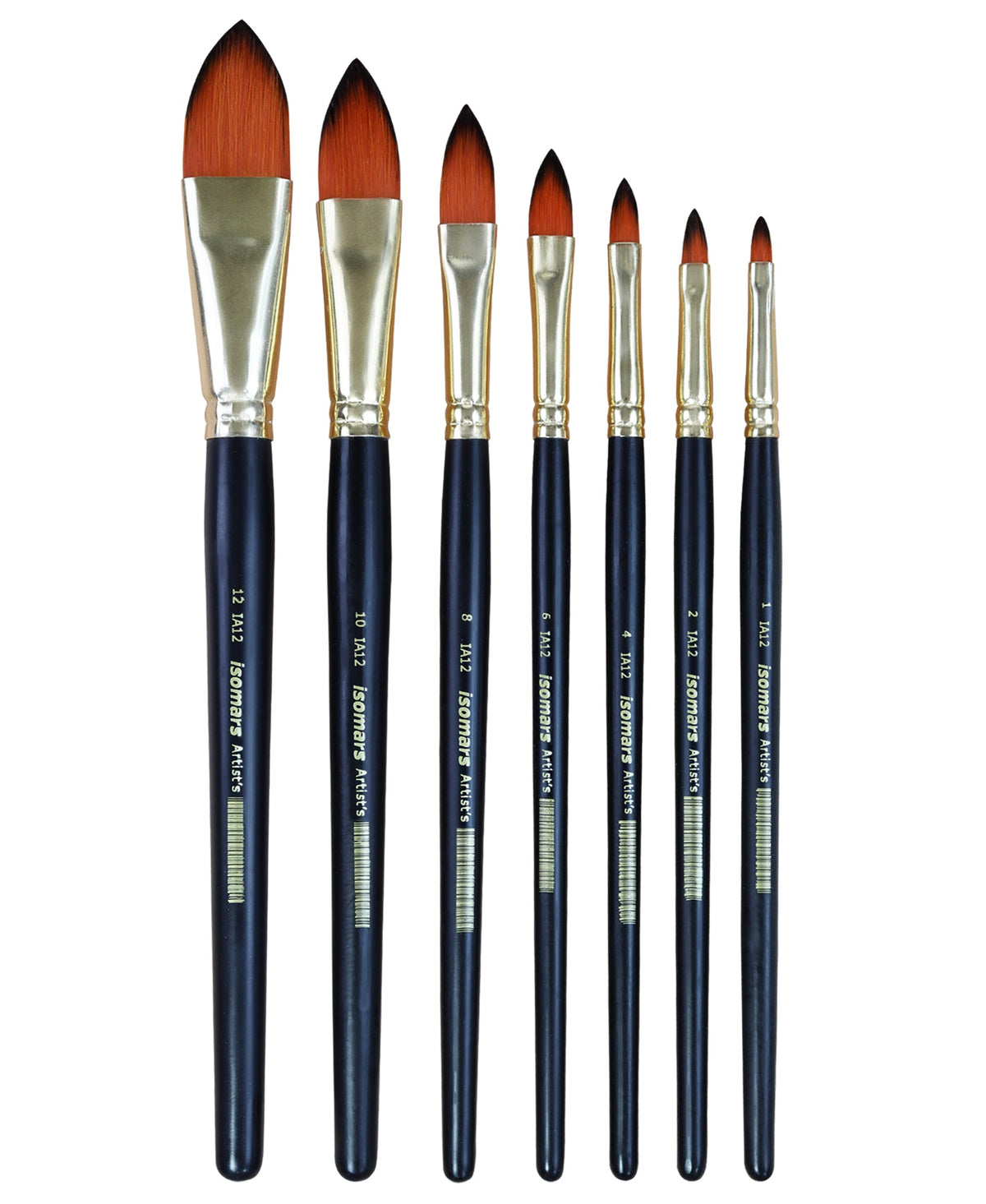 Isomars Cat's Tongue Paint Brush Set of 7 | Sizes 1, 2, 4, 6, 8, 10, 12 - Isomars