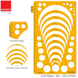 Isomars Circle Radius Drawing Drafting Template for Students & Professionals - 150 x 257mm - Isomars