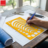 Isomars Circle Radius Template Ruler | Precision Drafting Stencil with Radius Curves R12.5-R60, Circle Templates & Metric Scale | Engineering, Architecture, Technical Drawing & Design Tool (150 x 257 mm) - Isomars