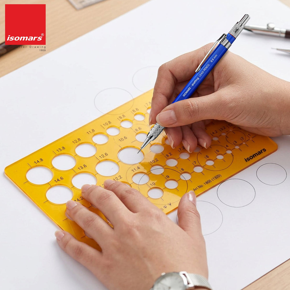Isomars Circle Template Drawing Stencil | Precision Circular Drafting Template with Multiple Circle Sizes | Geometric Drawing Tool for Architects, Engineers, Designers, Artists & Students - Isomars