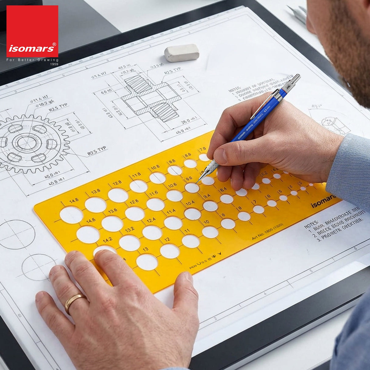 Isomars Circle Template Drawing Stencil | Precision Circular Drafting Template with Multiple Circle Sizes | Geometric Drawing Tool for Architects, Engineers, Designers, Artists & Students - Isomars