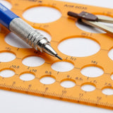Isomars Circle Template Stencil with Multiple Diameter Sizes, Precision Geometry Drafting Tool with cm/mm Ruler, Degree Angle Guides & Smooth Round Edges for Students, Engineers, Architects & Designers - Isomars