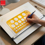 Isomars Circle Template Stencil with Multiple Diameter Sizes, Precision Geometry Drafting Tool with cm/mm Ruler, Degree Angle Guides & Smooth Round Edges for Students, Engineers, Architects & Designers - Isomars