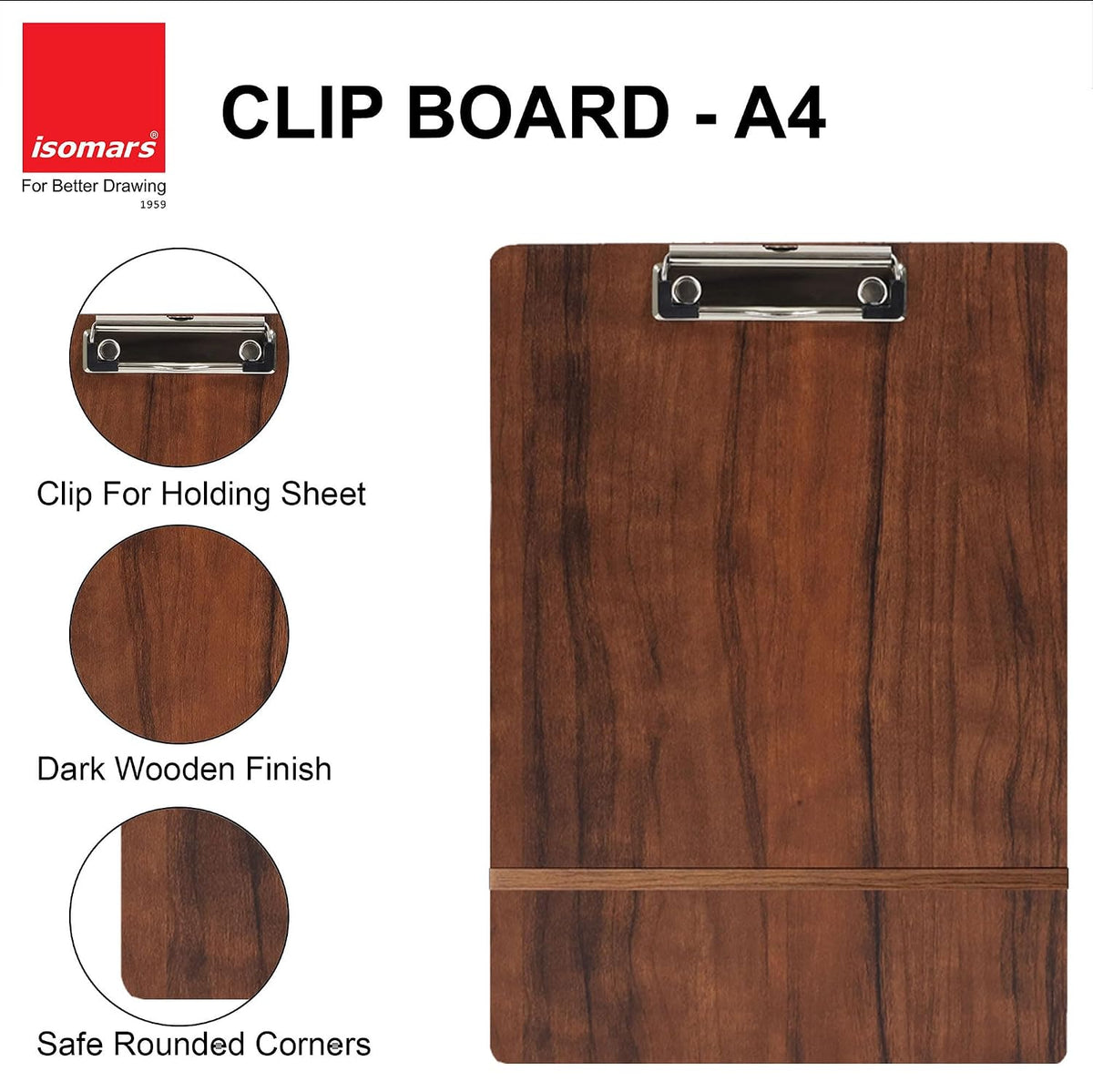 Isomars Clipboard - A4 - Size 33 x 22.8 cm / 13"x9" | Writing Pad - Isomars