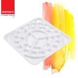 Isomars Colour Mixing Palette Square with Round Brush Set of 7 | 33 Well Plastic Paint Mixing Tray for Acrylic, Watercolor, Oil & Craft Painting | Artist Starter Kit - Isomars