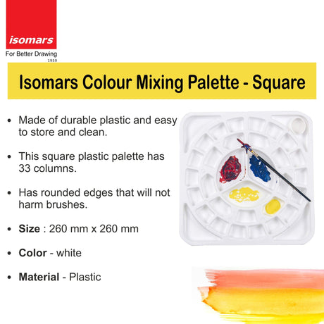 Isomars Colour Palette - Colour Mixing Dish for Artists (Square (CM17) - Isomars