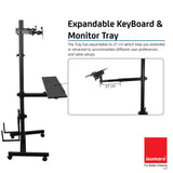 Isomars Computer Standing Desktop Workstation with Dual Monitor Mount Adjustable Height with Keyboard & Mouse Tray Space for CPU Holder, Sit Stand Table comes with Wheel for easy to move - Isomars