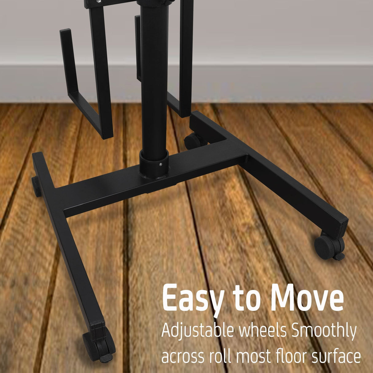 Isomars Computer Standing Desktop Workstation with Dual Monitor Mount Adjustable Height with Keyboard & Mouse Tray Space for CPU Holder, Sit Stand Table comes with Wheel for easy to move - Isomars